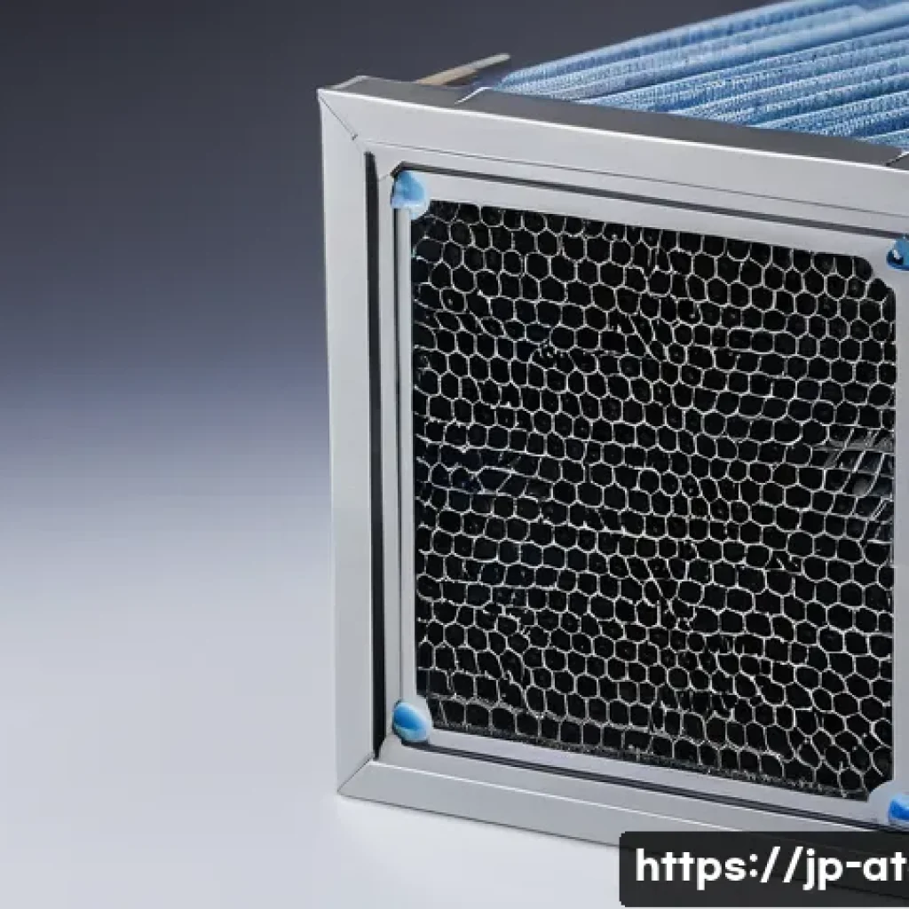 에어 공구 필터 종류 - A close-up, hyper-realistic image of a high-performance air tool filter assembly designed for Japane...