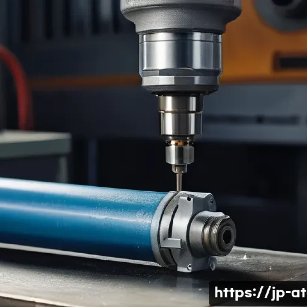 에어 공구 정기 점검 체크리스트 - A close-up view of a professional pneumatic air tool showing detailed plastic and metal parts, highl...